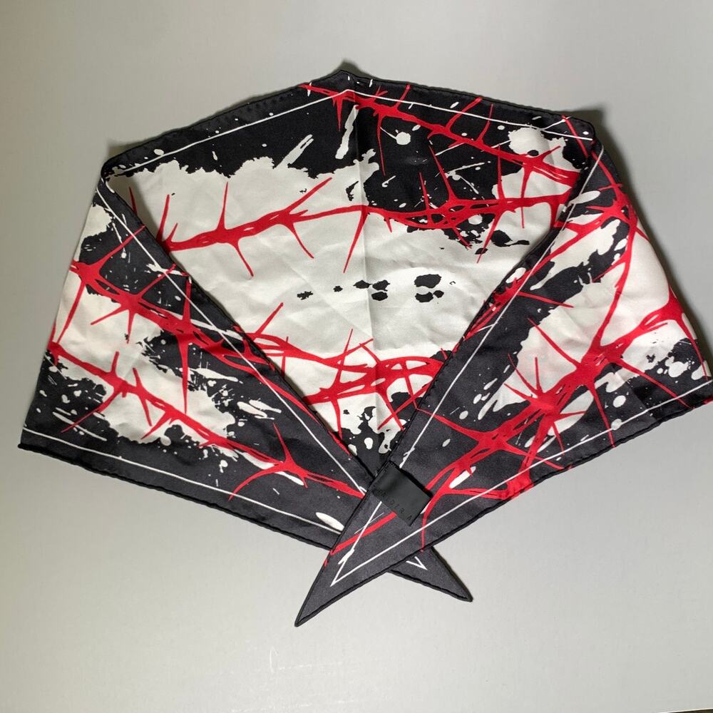 HAIDER ACKERMANN Black Red & White Splatter Silk Scarves